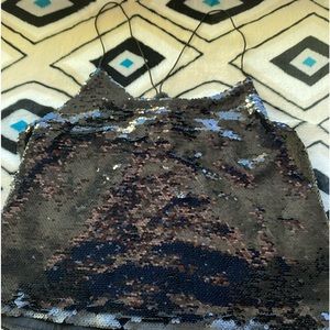Black Sequin tank/crop top